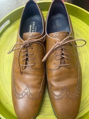 Cole Haan Tan Leather Wingtip Derby Oxfords